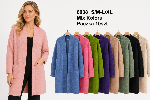 Narzutka damska Roz S/M-L/XL, Mix Kolor .Paczka 10 szt.